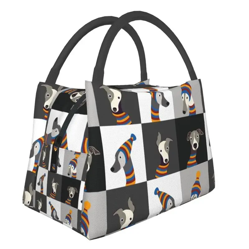 

Cartoon Greyhound Whippet Dog Insulated Lunch Bags for Women Sighthound Hound Thermal Cooler Food Lunch Box Office picnic bento