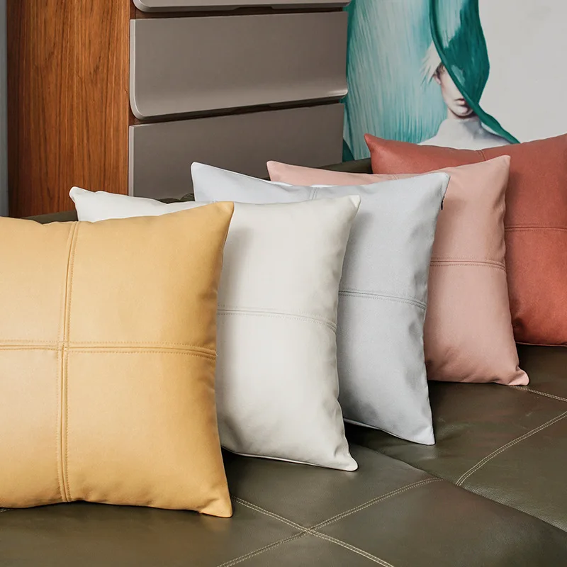 Modern Leatherette Technology Fabric Sofa Pillow Cover Simple American Style Living Room Cushion Car Use Waist Pillow