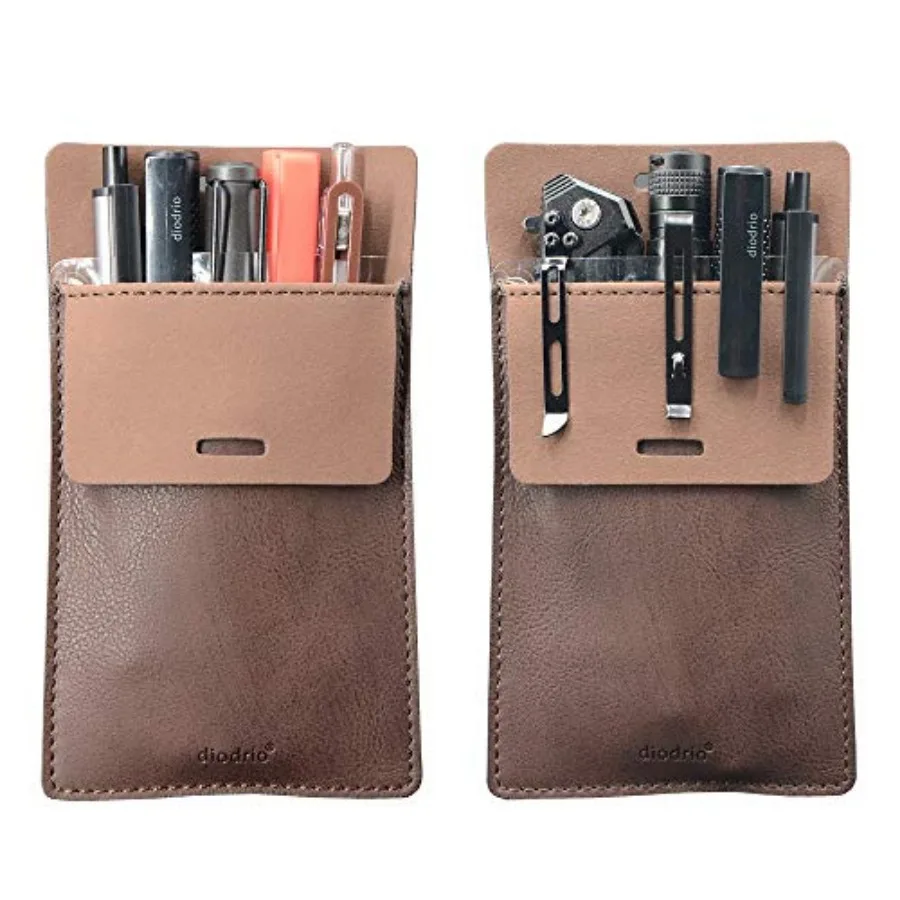 

Pot Protector Leather Pen Pouch Holder Organizer for Shirts Lab Coats Hold 5 Pens Designed to Keep Pens Inside When Bend Down.