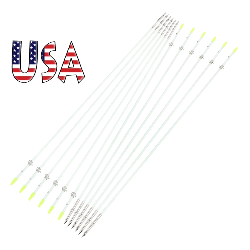 

Стрелы для рыбалки и охоты, 12 шт., 8 мм, цельный ствол из стекловолокна, 37,8 дюйма, с возможностью привязки лески, аксессуары для стрельбы