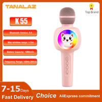 TANALAZ K55 Karaoke Microphone Bluetooth Wireless Professional Dynamic Mic Portable Singing Machine for Home KTV Party Kid Gifts