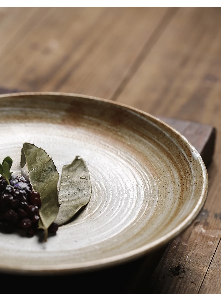 Japanese style stoneware dishes home shallow plate meal restaurant steak dinner pasta breakfast