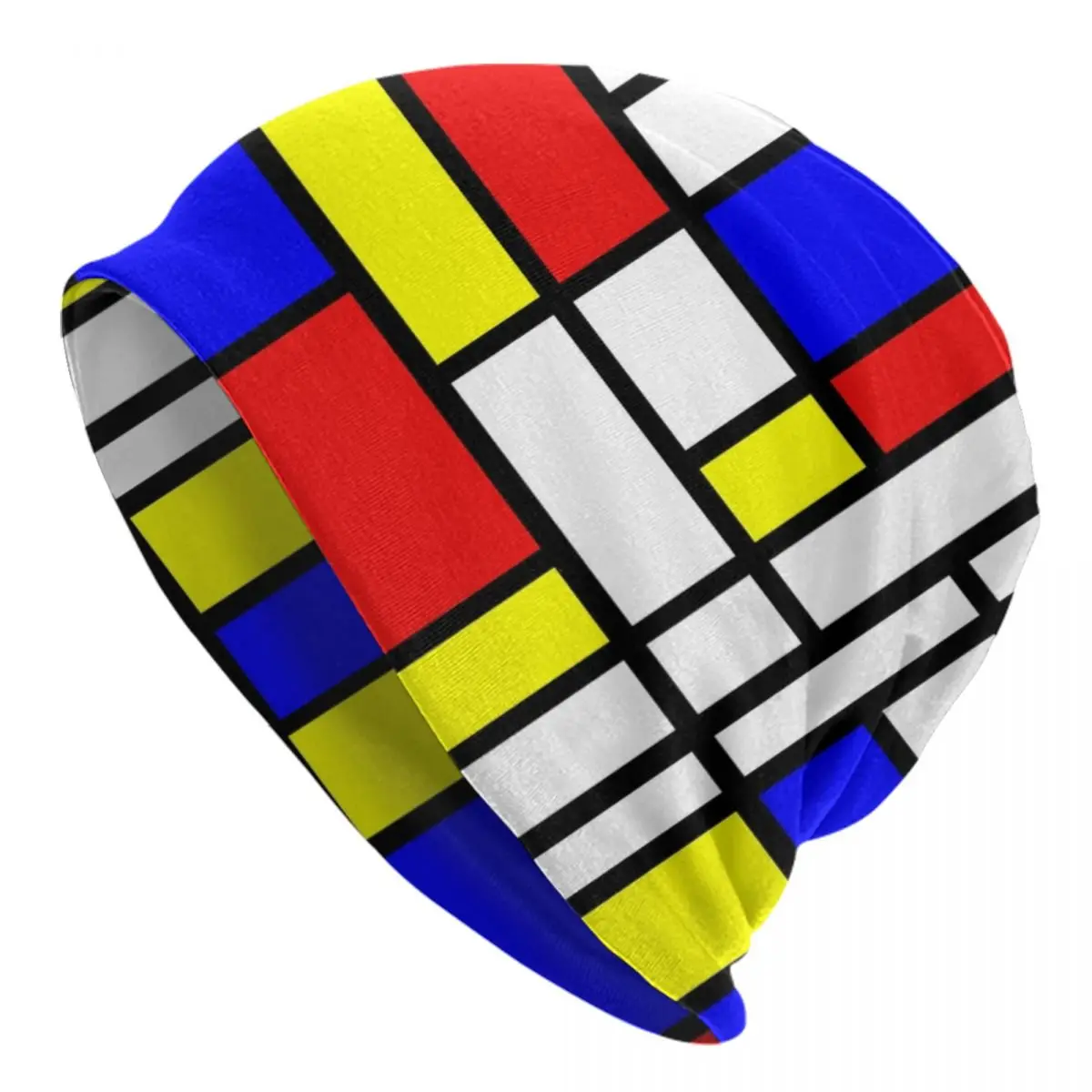 Custom Color Art Retro Mondrian Bonnet Hat Knitting Hats Men Women Cool Unisex Piet Abstract Art Plaid Warm Winter Beanies Cap