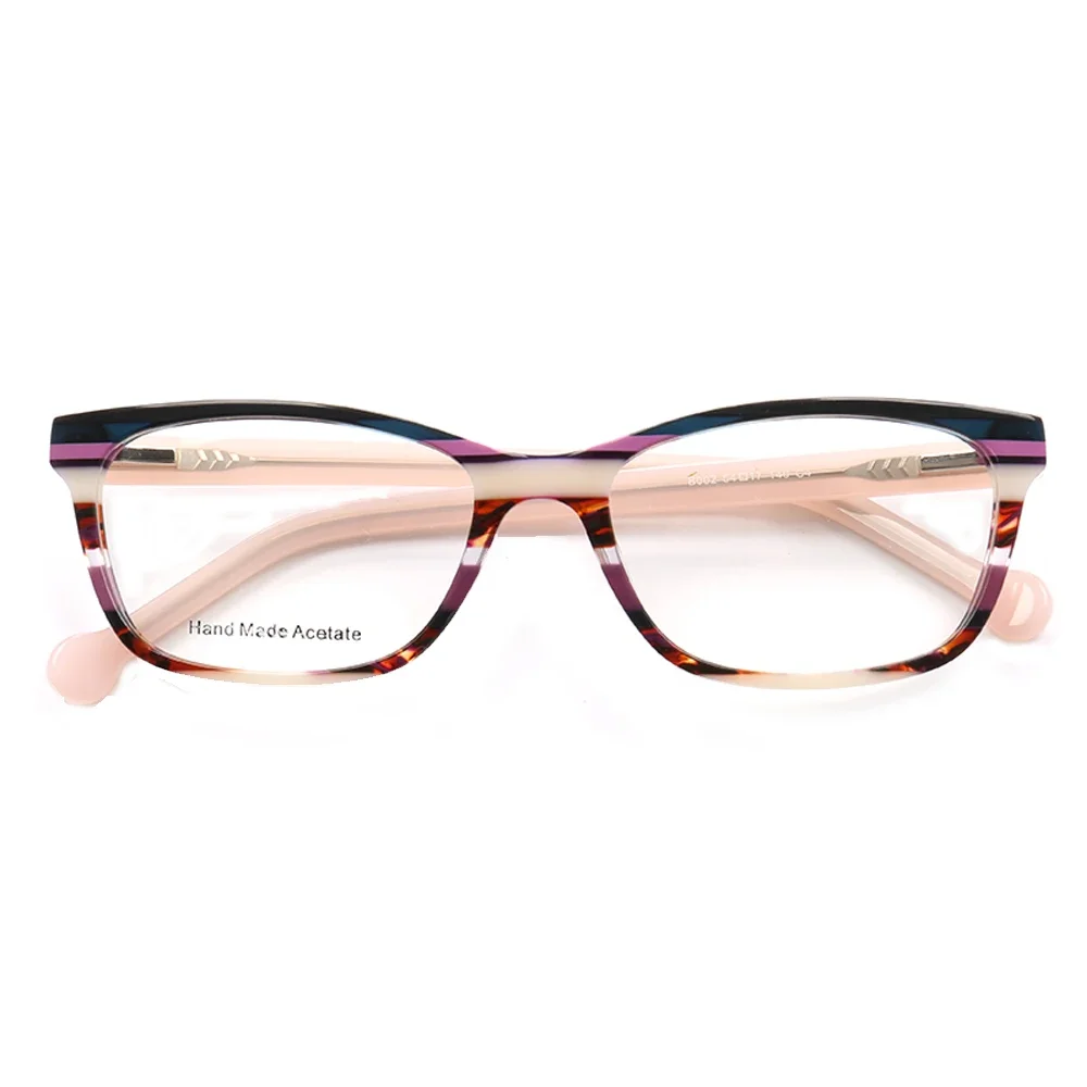 Women Cat Eye Classic Eyeglass Frame for Women Square Fashionable Full Rim Optical Glasses Spectacles Acetate Striped Eyewear