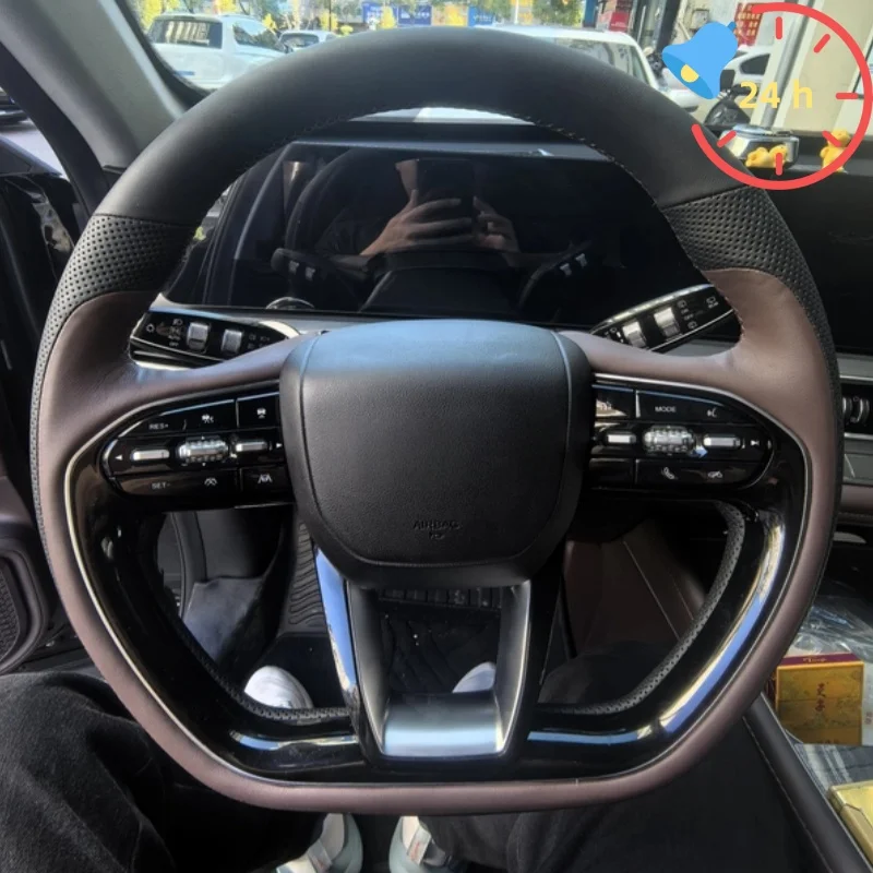 

Hand-stitched Steering Wheel Cover Made Of Anti-slip Wear-resistant Breathable Genuine Leather For Chery Omoda C5 5 FX 2022 2023