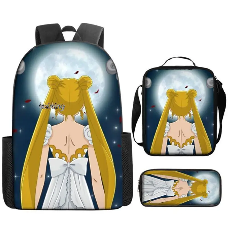 Plecak Sailor Moon Printe Princess 1-6 w klasie ortopedycznej 3 sztuki kreskówka Mochila Escolar powrót do szkoły