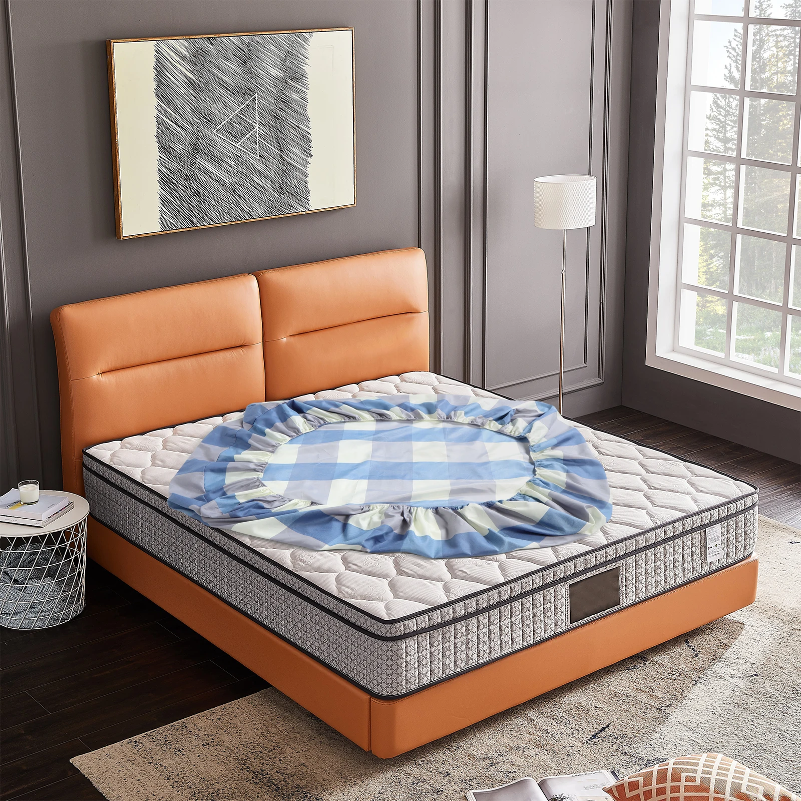 

Fitted Sheet For Mattress Twin Bed 150X190X25Cm Elastic Polyester Soft Stain Resistant Bed Sheet Home Hotel Use