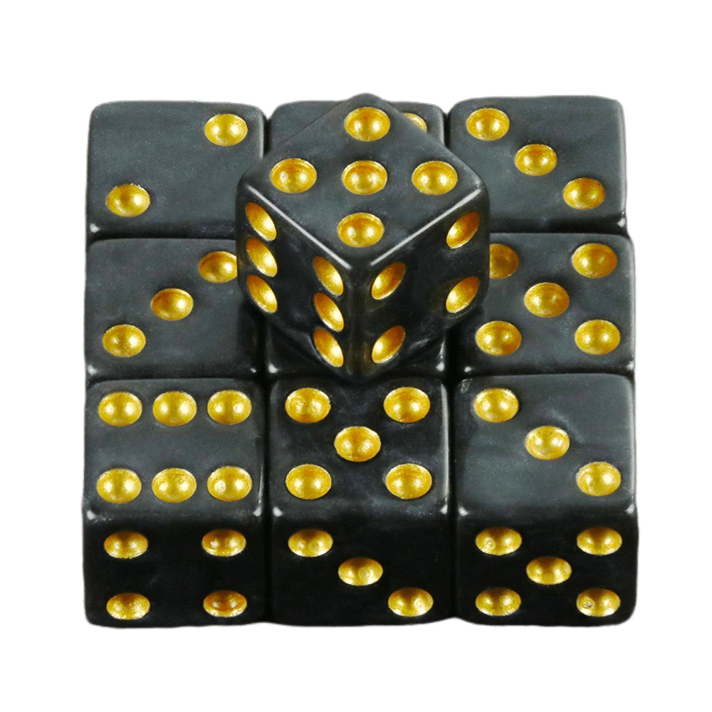 Mini Dice 10pcs D6 Standard Marble Effect Golden Pips Plastic 12mm Game Die New Outdoorliving for Board Game