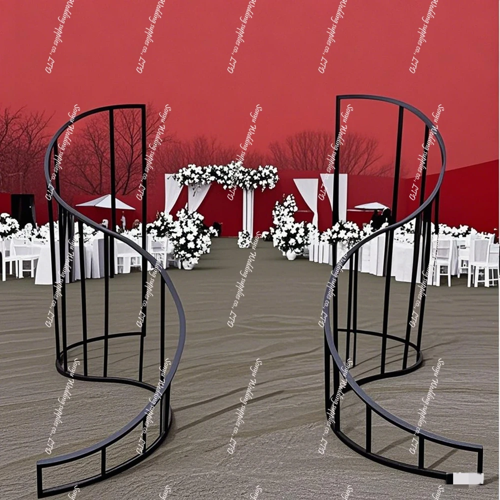 

1pcs/2pcs)white/sliver/Black Color Iron Arch Party Wedding Stage Backdrops Unique Design Customized wave Shape Wedding Backdrop