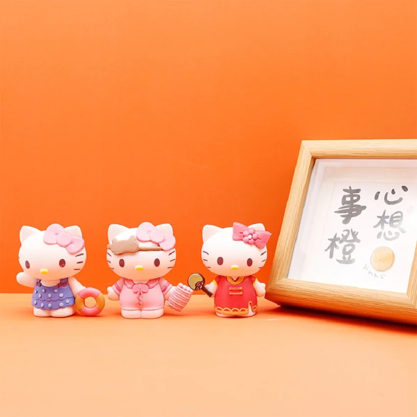 Figurka Sanrio, postać z kreskówki, urocza Hello Kitty, kawaii, do przebierania, ozdoba na biurko, lalka, kreskówkowa dziewczynka, prezent urodzinowy