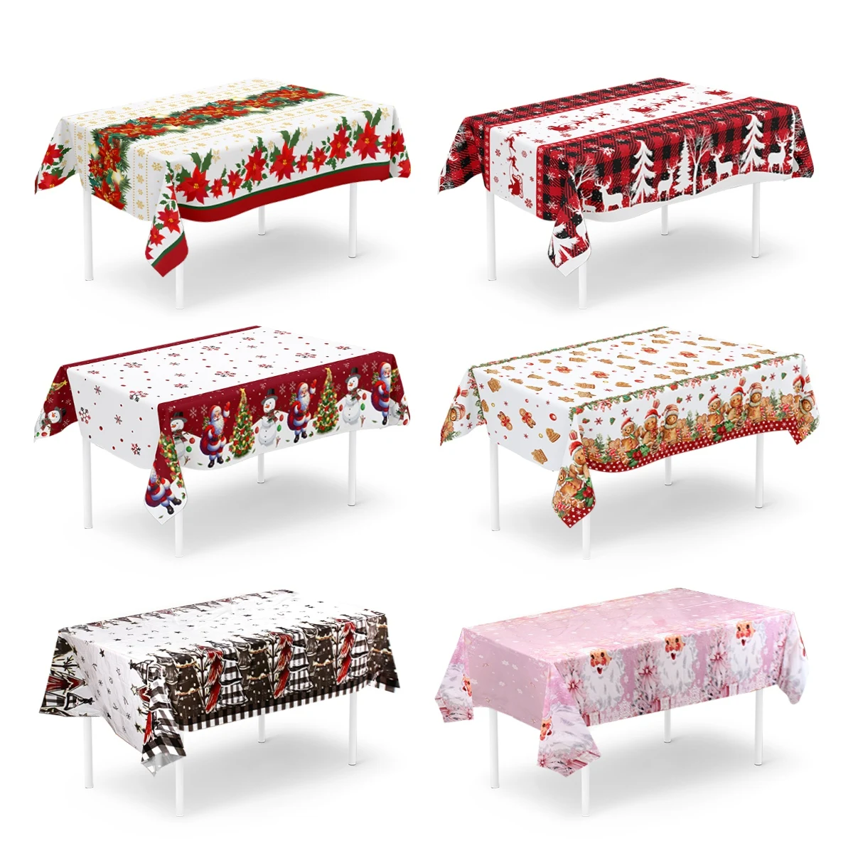 Mantel navideño de plástico, adornos de invierno para el hogar, cubierta de mesa de Navidad 2024, decoración de mantel