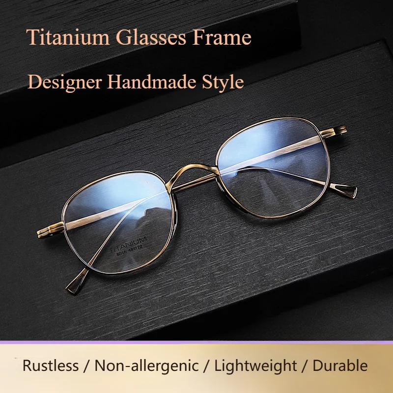 

New Round Glasses Frame Non-Allergenic Pure Titanium Eyeglass Frame For Myopia Prescription Lenses Ultra-Light Retro Frames
