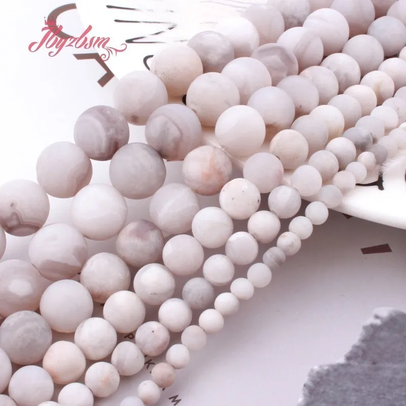 الطبيعية الأبيض الصقيع مجنون الدانتيل العقيق حجر مستدير الخرز فضفاض ستراند 15 بوصة 6 مللي متر/8 مللي متر/10 مللي متر ل سوار ذاتي الصنع صنع المجوهرات الخرز #5