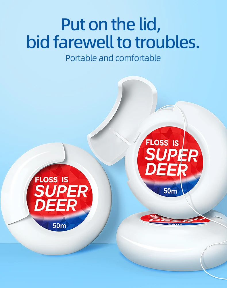 50M Super Deer Zahnseide Rolle Tragbare Freischneidende Interdentalreinigung Zahnseide Rolle Frischer Atem Mundpflege Werkzeug – Detail 5
