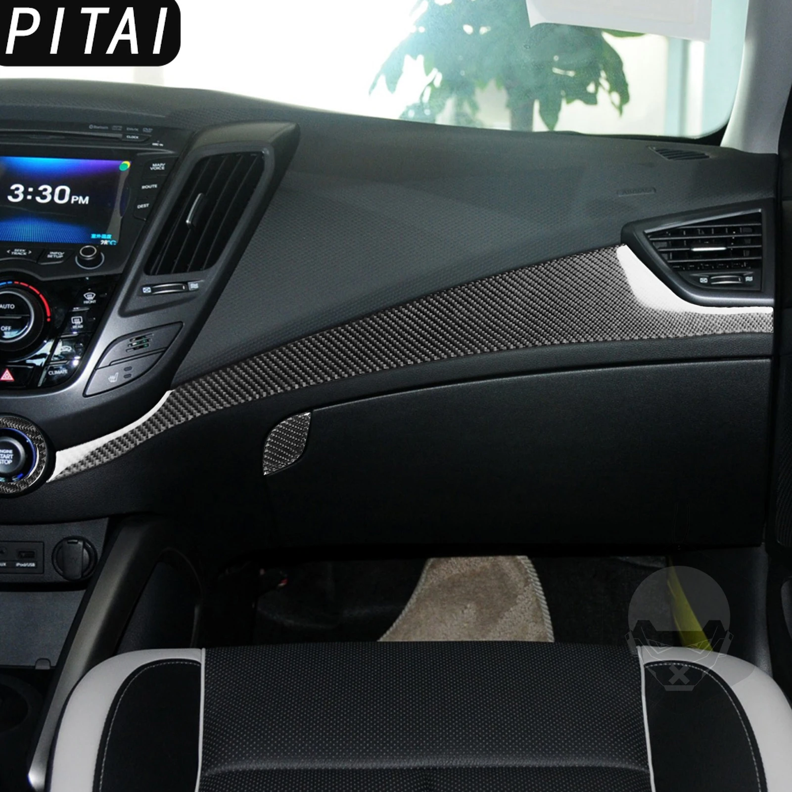 For Hyundai Veloster 2012-2017 Carbon Fiber Dashboard Start Button Panel Trim Strips Car Interior Decorative Accessories Sticker