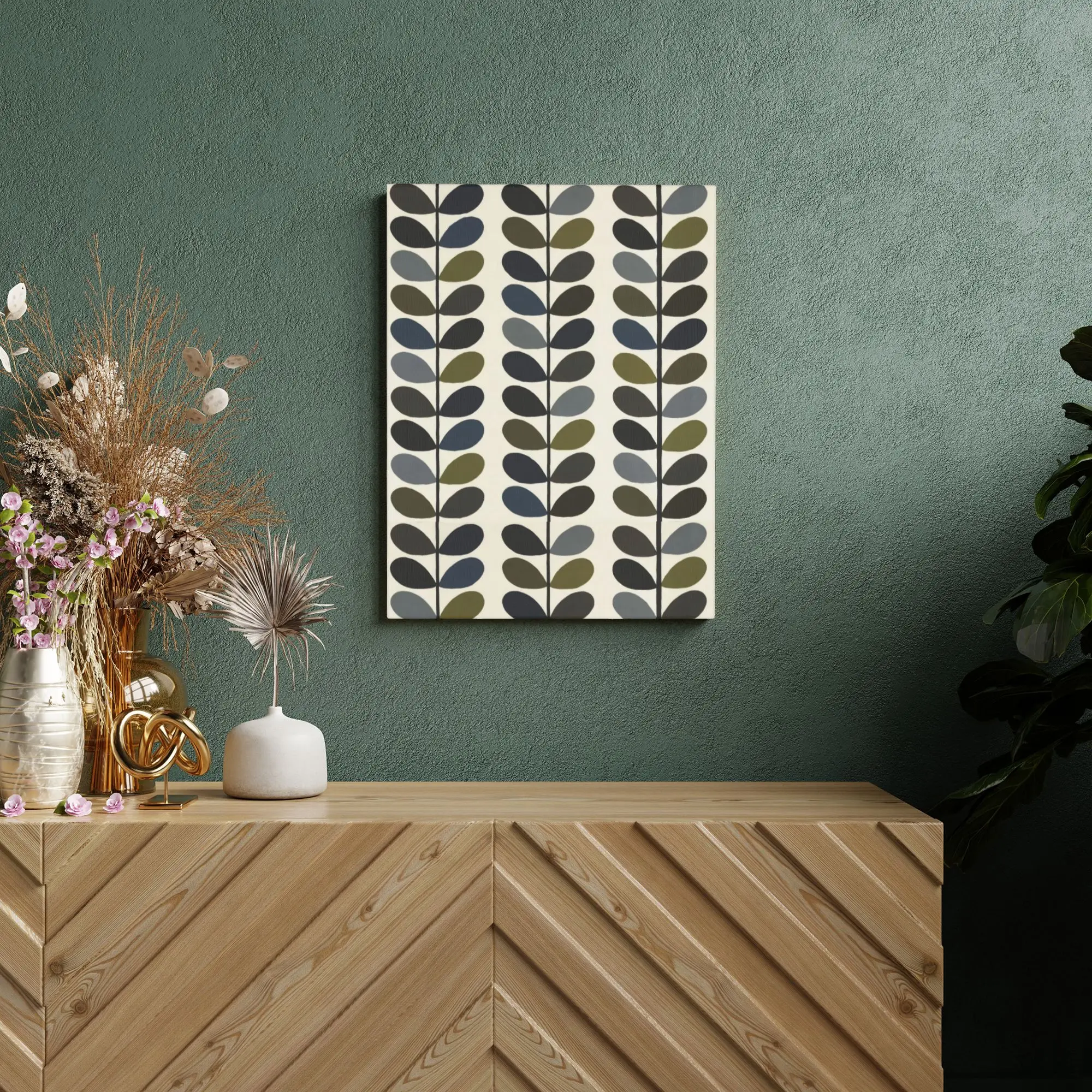 Canvas Printing Art Unframed Hanging Picture Scandinavian Modern Aesthetic Artwork Orla Kiely  Mid Century Modern 12x16inch