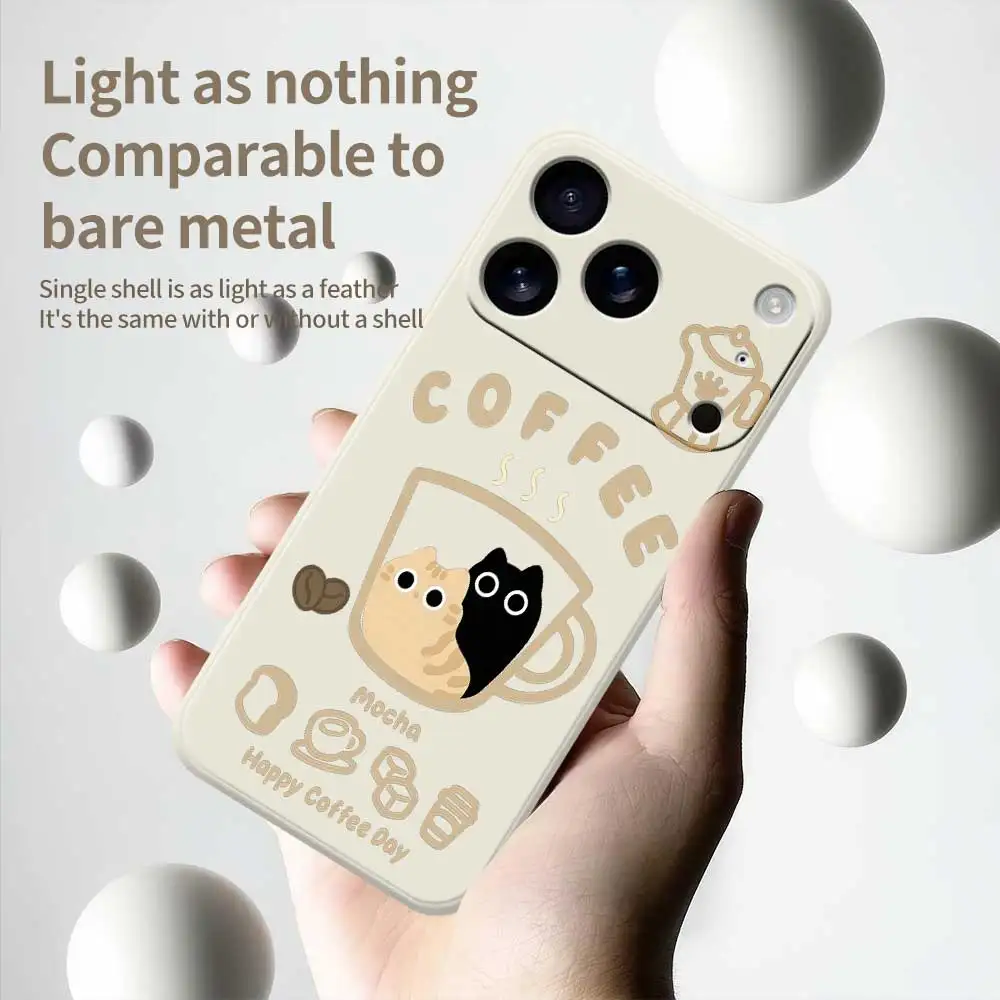 Cat Coffee Style Phone Case For iPhone 17 Pro Max 17 Air 16 15 14 Plus 13 12 11 Pro Max XS Max XR 7 8 Plus 16E Silicone Cover