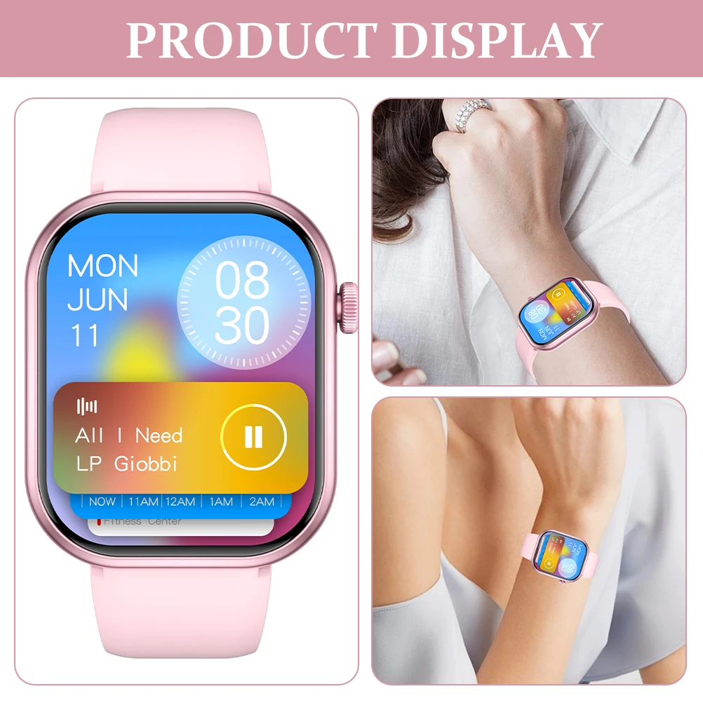 Large Screen Smartwatch Fitness Tracker Black Silicone Band Heart Rate Monitor Outdoor Sport Watch Real Time Steps Counter