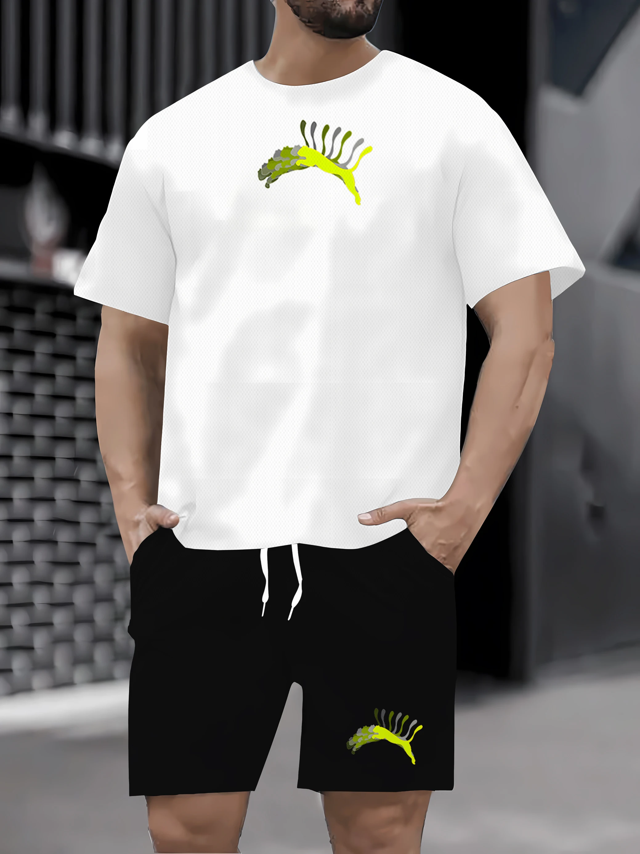 

Conjunto de agasalho masculino, летняя модная мужская куртка с мангой и шорты, комплект домашней повседневной уличной одежды, 2 предмета