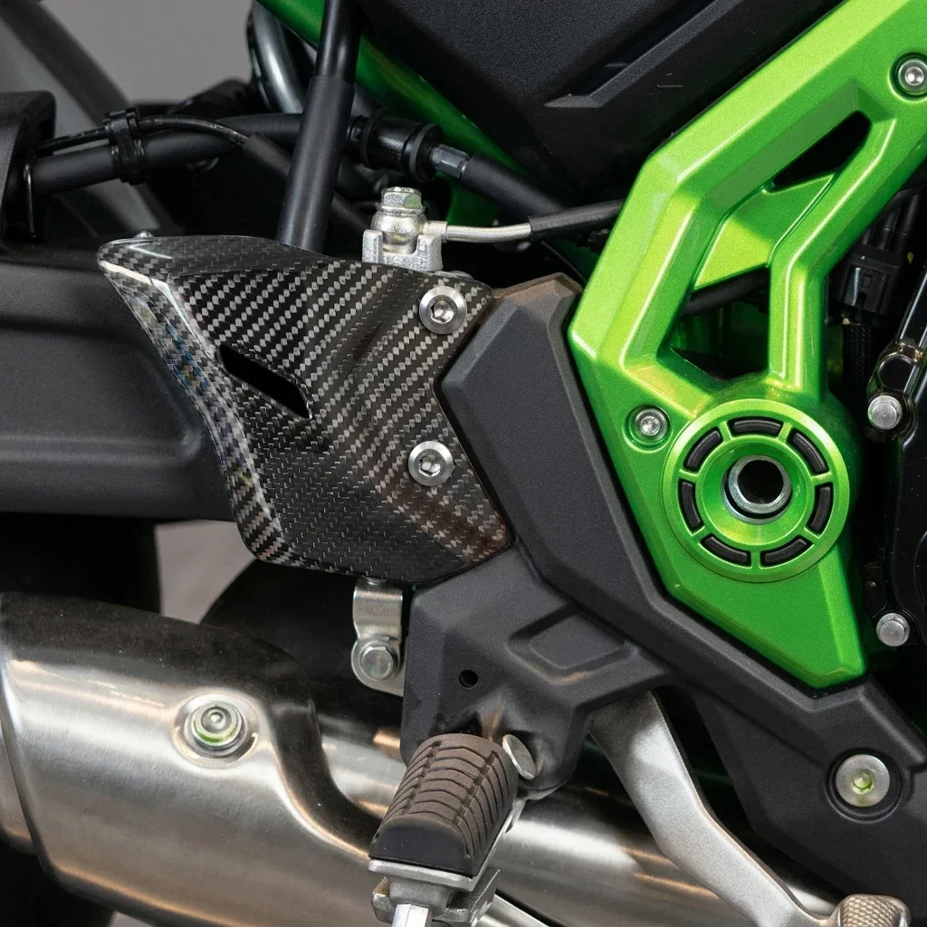 For Kawasaki Z650 2017-2026 Motorcycle Carbon Fiber Heel Guard Rearset Plate Foot Peg Protector Fairing Kits