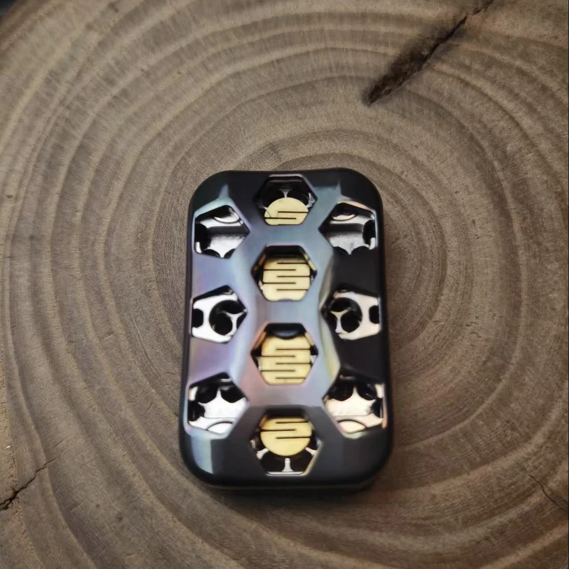Alpha Hollow Fidget Slider Toys Spinner EDC Metal aleación de titanio Anti estrés sensorial TDAH herramienta de enfoque tamaño de bolsillo