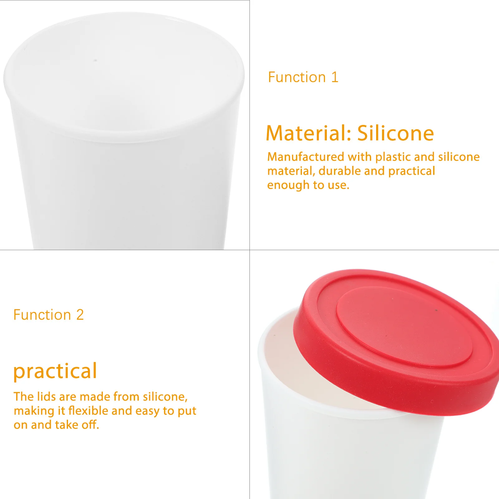 

4pcs Reusable Ice Cream Containers Silicone Sealing Lids Freezer Safe For Yogurt Dessert Soup Sorbet Homemade Treats Plastic