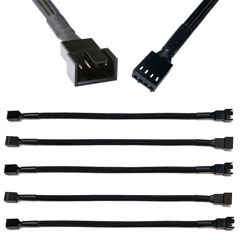 5pcs/lot 4 Pin PWM Connector Case Fan Extension Power Cable 26cm For Compure Mainboard CPU Cooling System Case Fan Adapter
