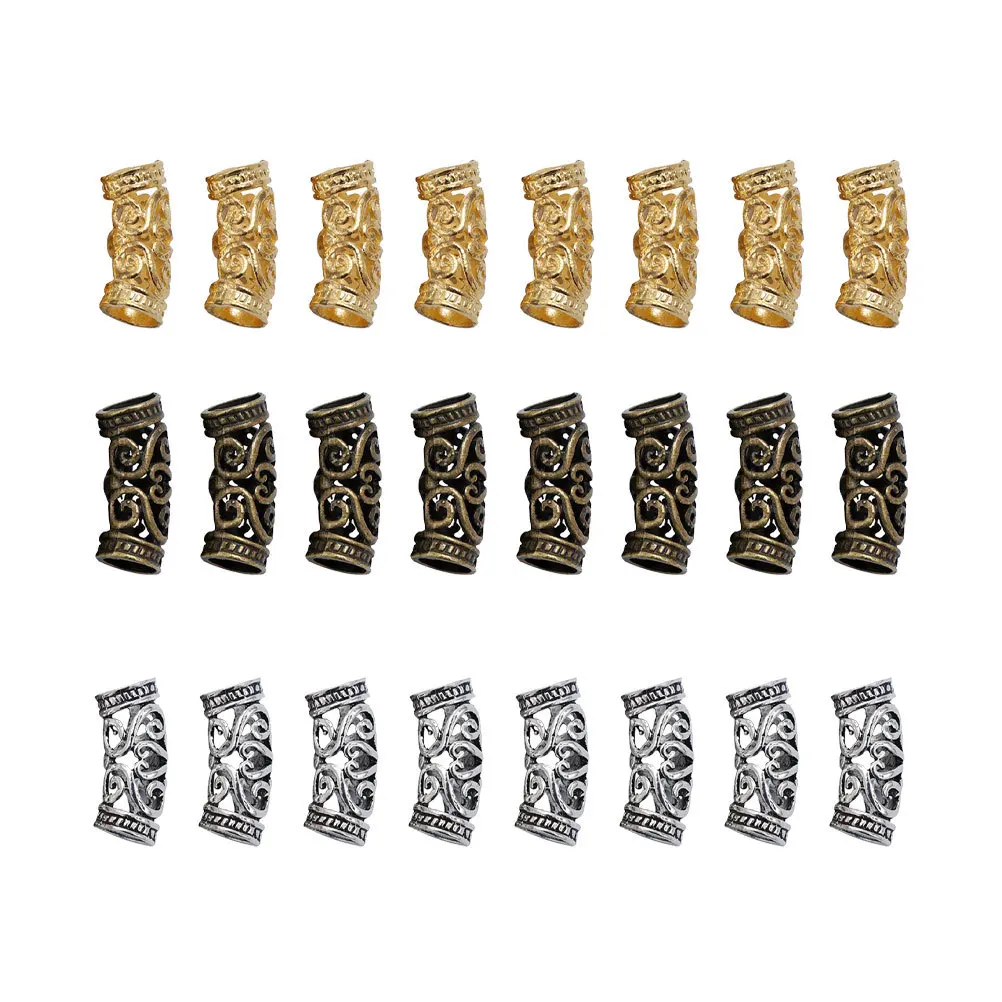 

60 pcs Spacer Beads Vintage Hollow Tube Charms For Diy Jewelry Making Bracelet Dreadlocks Alloy Spacer Bead Accessories