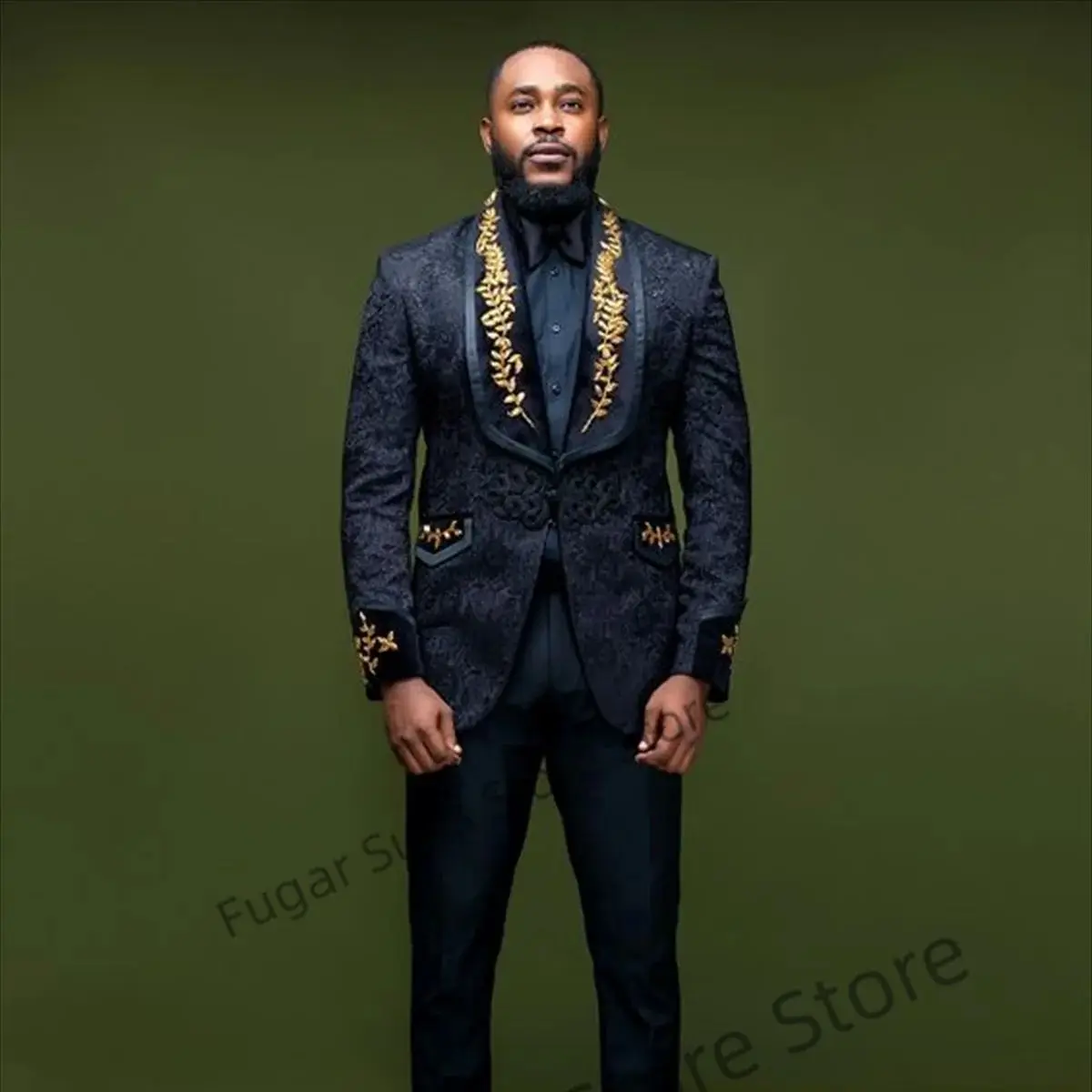 

Magnificent Black Banquet Men's Suits Slim Fit Shawl Lapel Groom Wedding Tuxedos 2 Pieces Sets Trajes Elegante Para Hombres