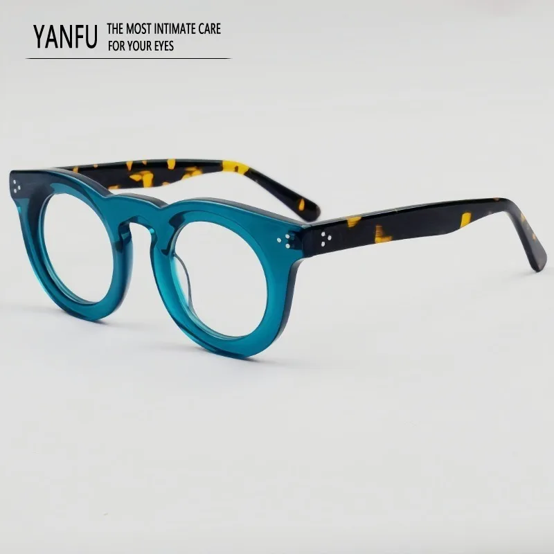 

Новые толстые ретро ацетатные круглые модные очки в оправе, оптические очки для мужчин, очки для чтения при близорукости, оправа для мужчин, женщин по рецепту