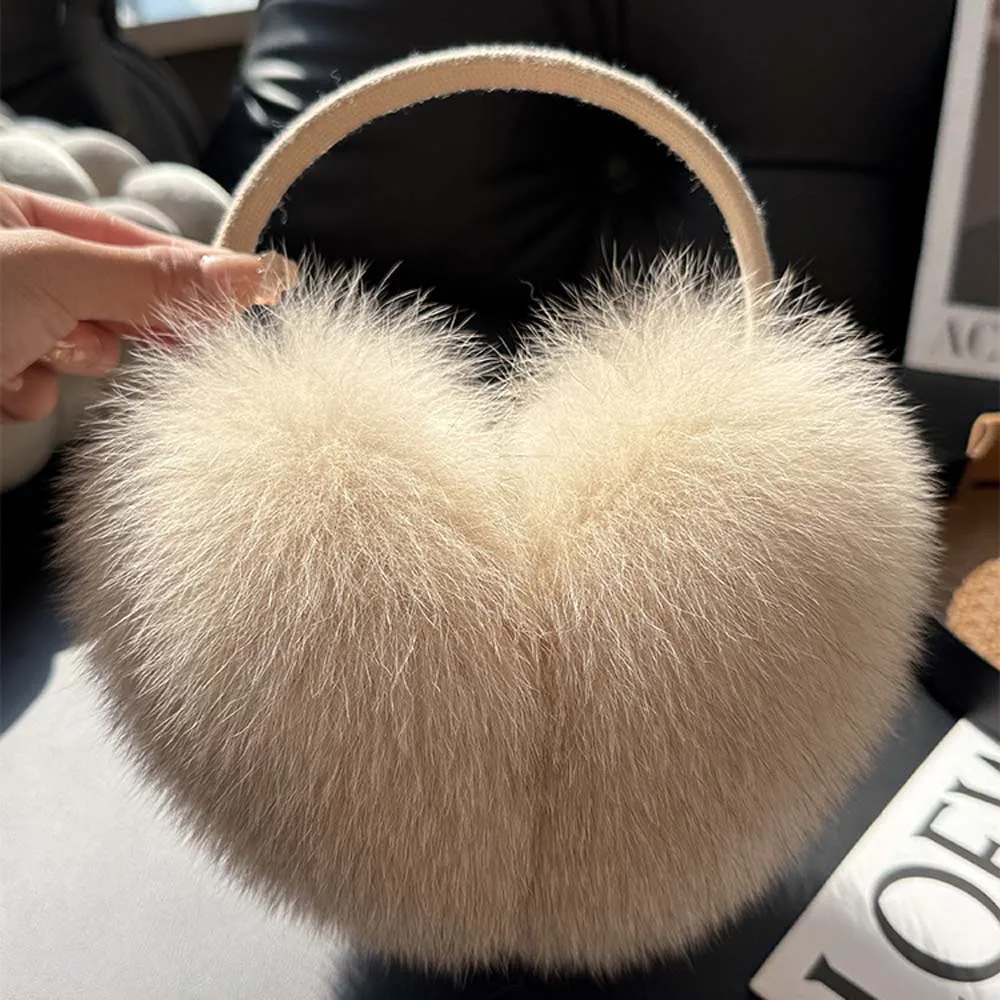 أغطية الأذن الدافئة النساء غطاء للأذنين فرو الثعلب الحقيقي النساء الشتاء سميكة الفراء الطبيعي رقيق غطاء للأذنين الإناث حماية الأذن غطاء للأذنين #1