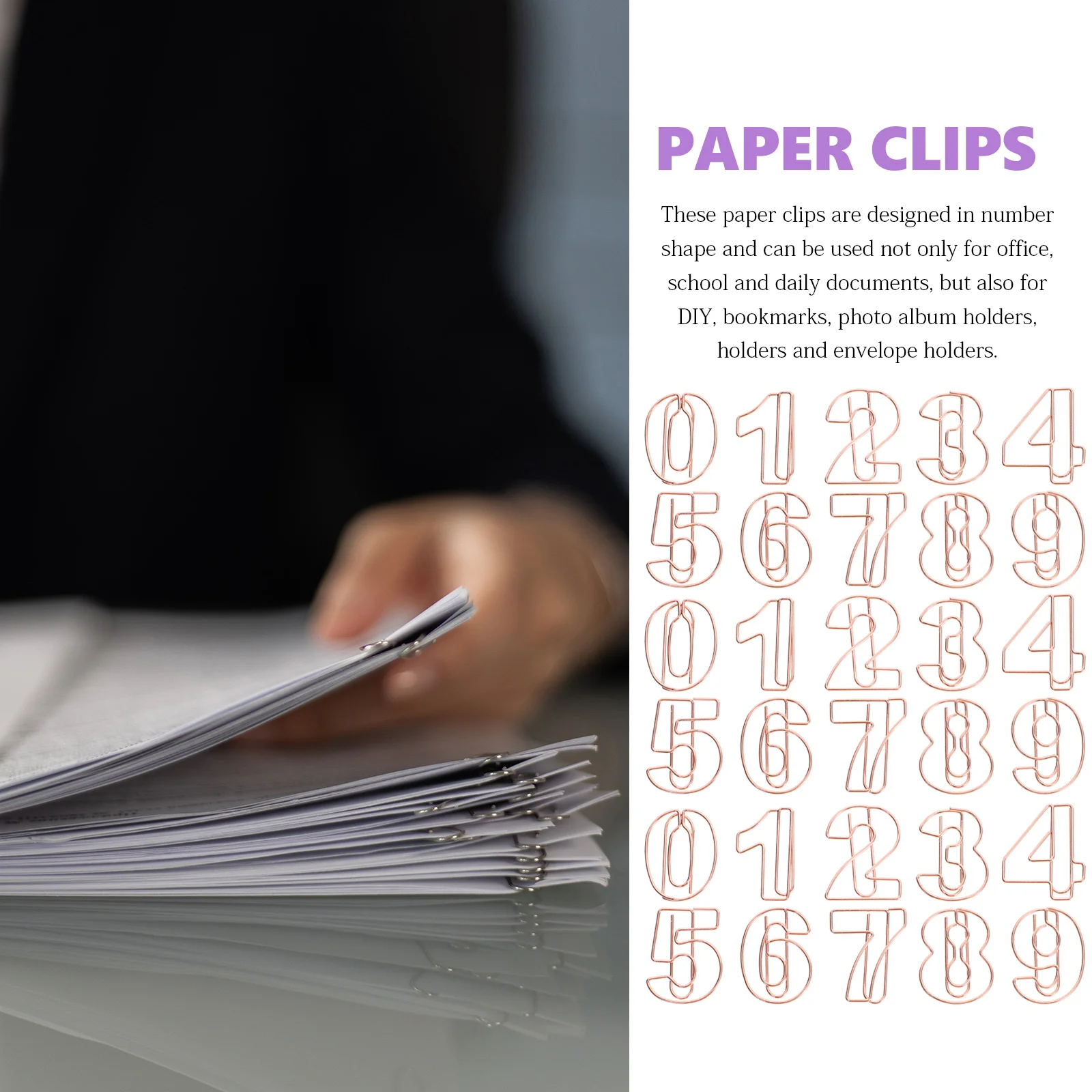 30pcs Number Shaped Metal Paper Clips Mini Decorative Small Paperclips For Office School Home Document Fixing File Organization