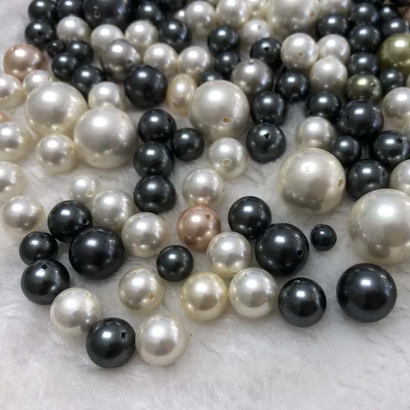 ELEISPL 215PCS Loose Beads Half drilled Perfect Round 6-16mm Mixed Sea Shell Mother of Pearl  #23503-4