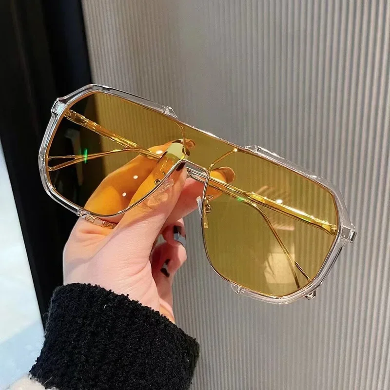 Übergroße Sonnenbrille Frauen neue einzigartige einteilige Mode Sonnenbrille für Männer uv400 Punk Brille Trend weibliche Brillen