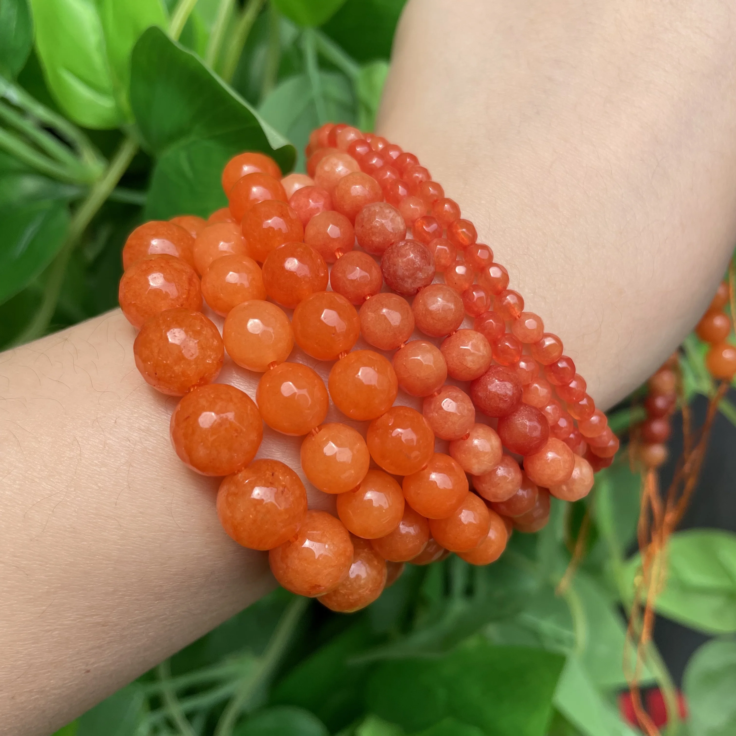 Natural Stone Beads Faceted Orange Chalcedony Loose Spacer Beads For Jewelry Making 4/6/8/10/12mm DIY Handmade Bracelets 15\'\'