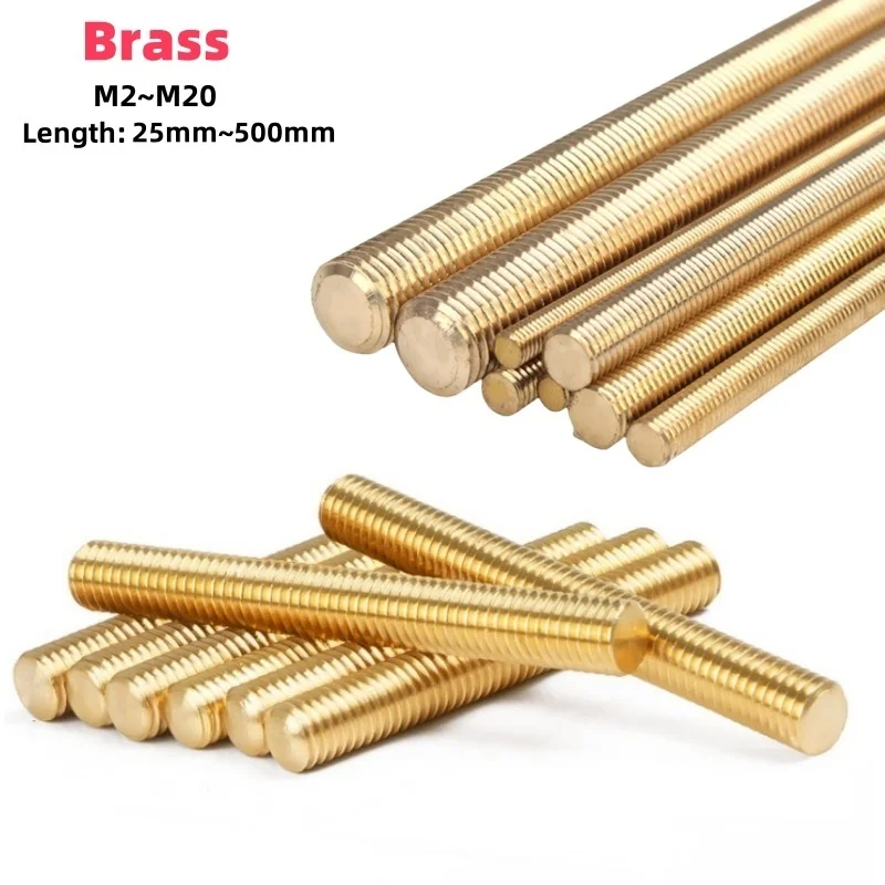 

Brass Full Threaded Rod Bolt M2 M2.5 M3 M4 M5 M6 M8 M10 M12 M14 M16 M18 M20 Metric Headless Bolt Thread Stud Rods Length 4-500mm