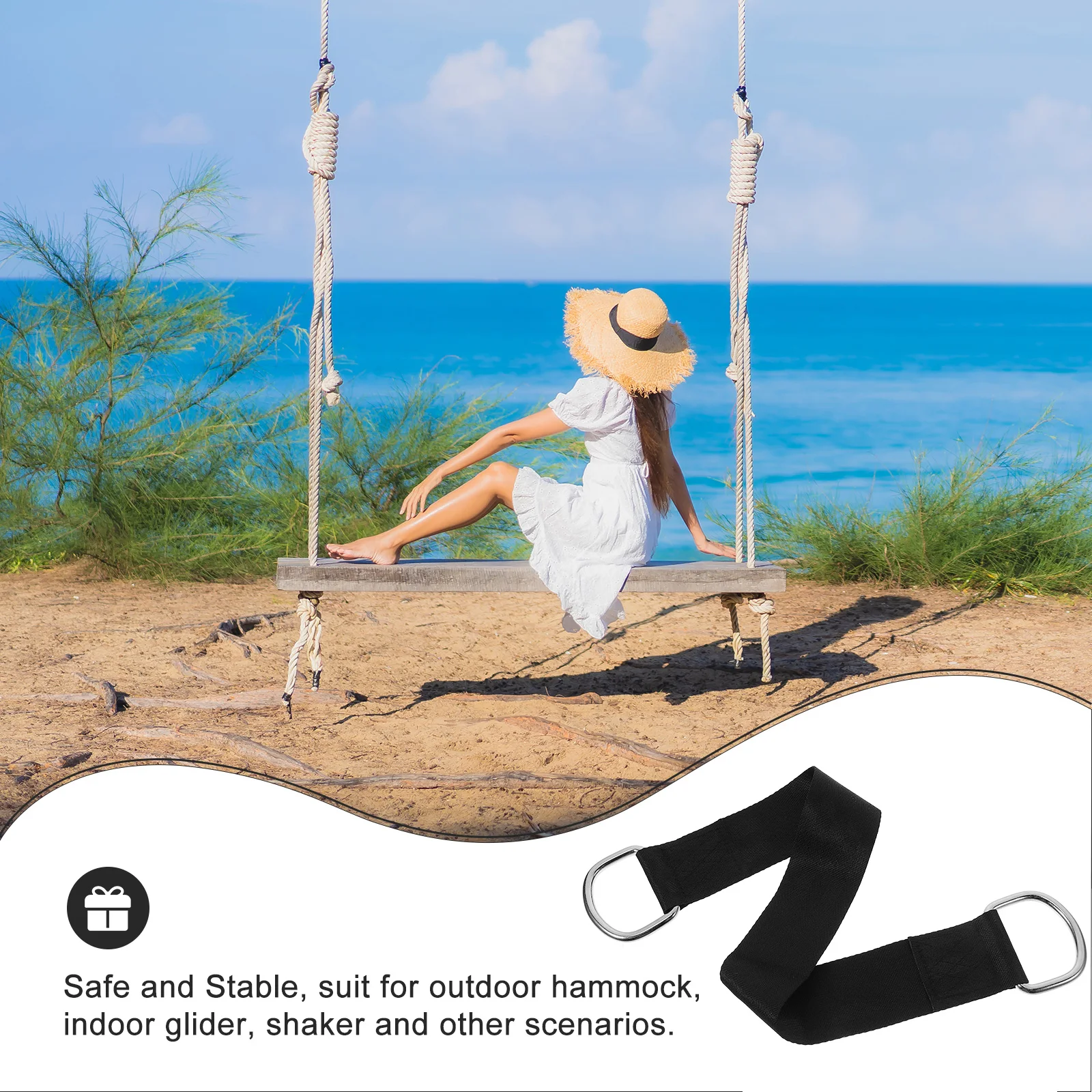 

2Pcs Heavy Duty Tree Swing Connecting Straps Nylon Iron Sturdy Weather Resistant Belt for Outdoor Swings Hammock Hanging Kit