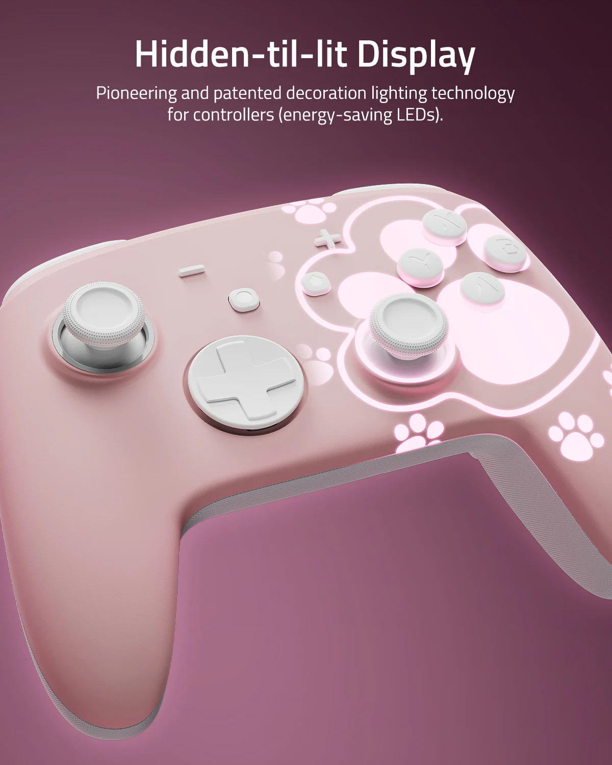 وحدة تحكم FUNLAB Switch 2 Pro للتبديل OLED/Lite/PC مع تأثير القاعة/RGB/المجداف/Turbo Nintendo Luminous cat paw GamePad-pink #3