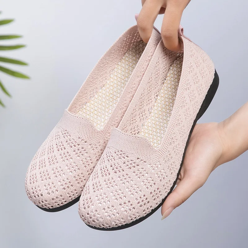 2024 Old Beijing Cloth Shoes Women's Summer Hollow Fabric Upper Soft Sole Fashion Casual Shallow Top Single Shoes