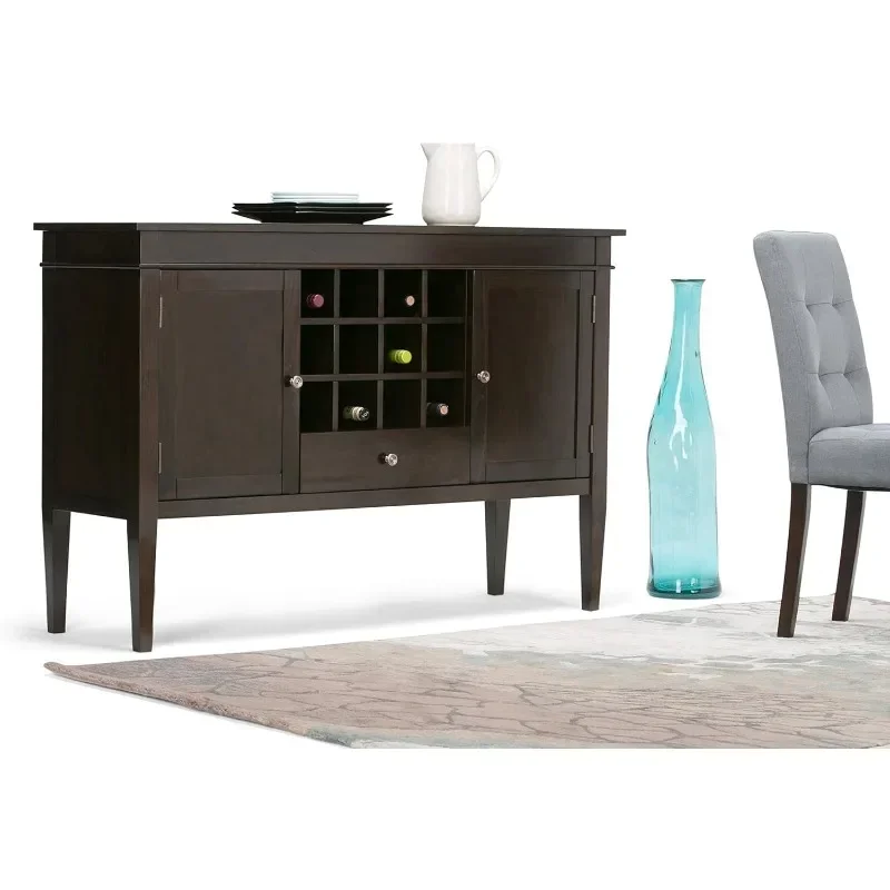 Carlton Solid Pine Transitional Sideboard Buffet, Easy to Assemble Dining Room Furniture