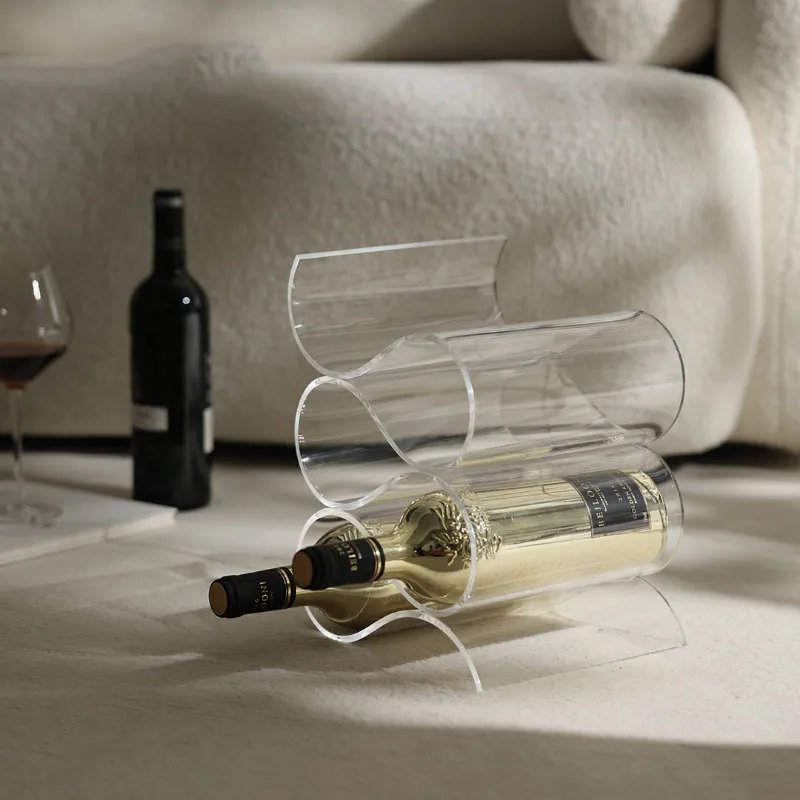 โมเดิร์นอะคริลิคใส S รูปลูกฟูกไวน์ Rack เครื่องประดับสําหรับโชว์รูมขายสํานักงานห้องครัวตารางนุ่มอุปกรณ์ตกแต่ง