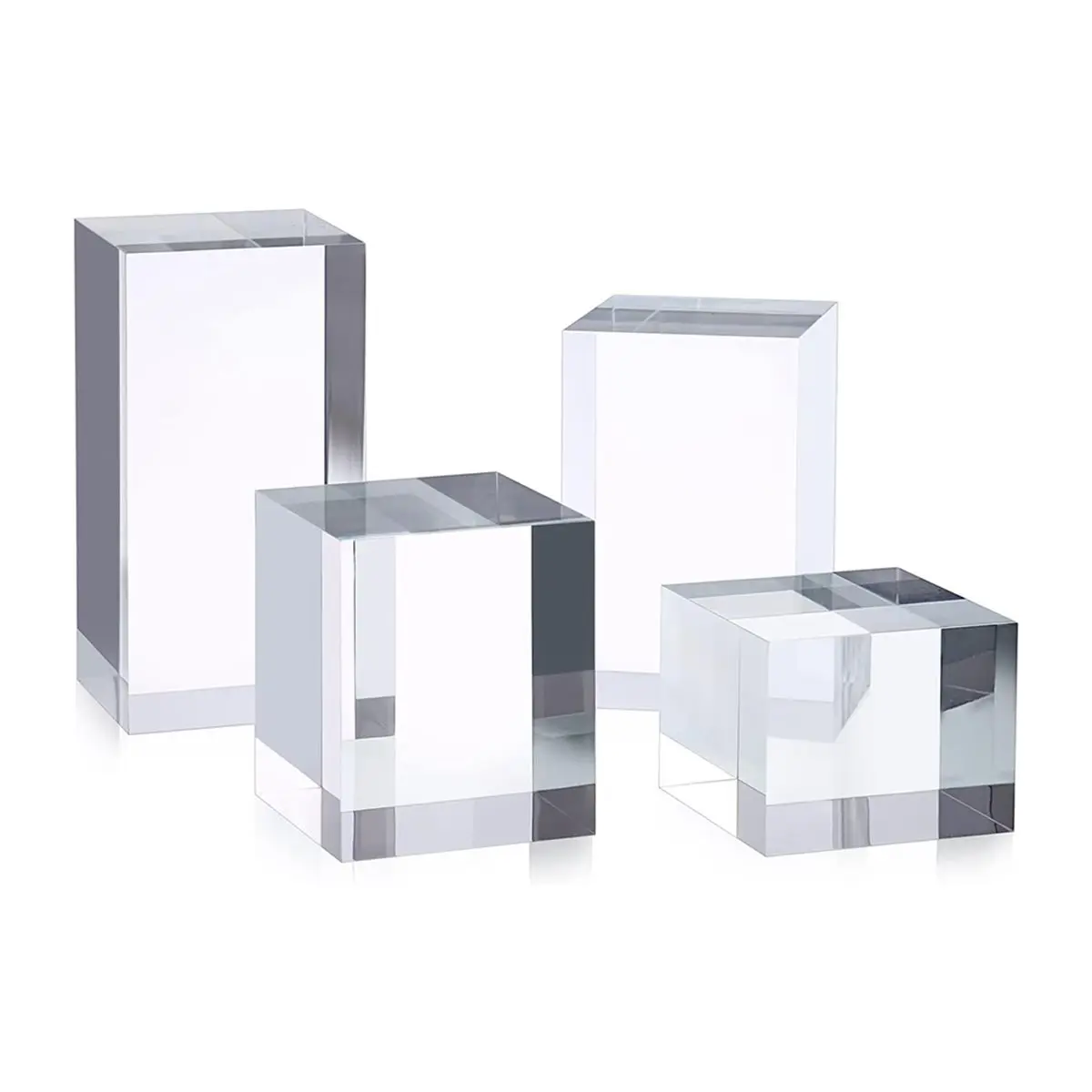 A24I 4Pcs Clear Acrylic Cube Display Risers Stands, Square Polished Acrylic Photo Props, Transparent Solid Display Blocks