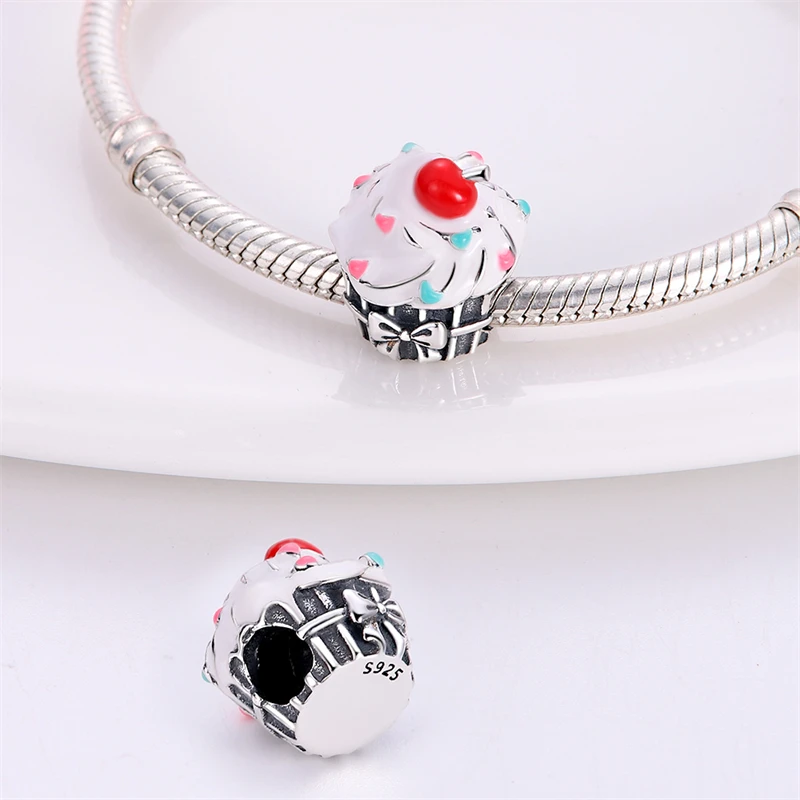 Fruit Strawberry and Cake Dim Sum Dangle Charm Beads Fits 3mm Bracelet Necklace For Women Pendant Bead Luxury DIY Jewelry Making - view 2