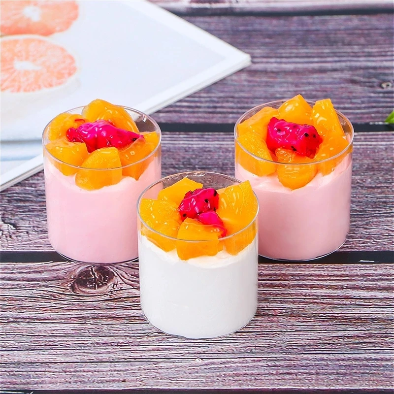 70/180ml Plastic Cylinder Dessert Cups Drinking Cups Mousses Cake Container Ice Cream Cup For Wedding Party Decoration