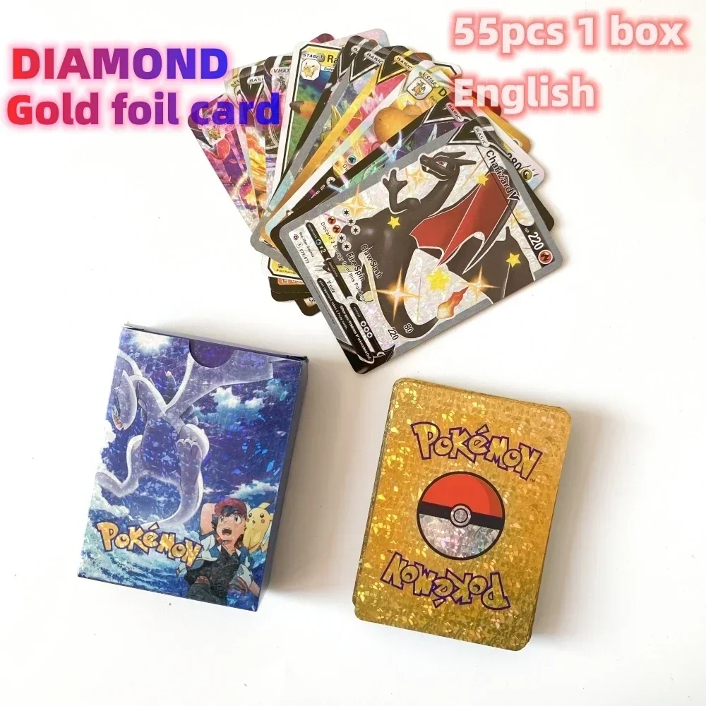 3D Pokemon świecąca karta kocie oko Elf angielska kolekcja gier handlowych Vmax Gx Pikachu prezent gwiazdkowy karciane z okazji rocznicy bitwy