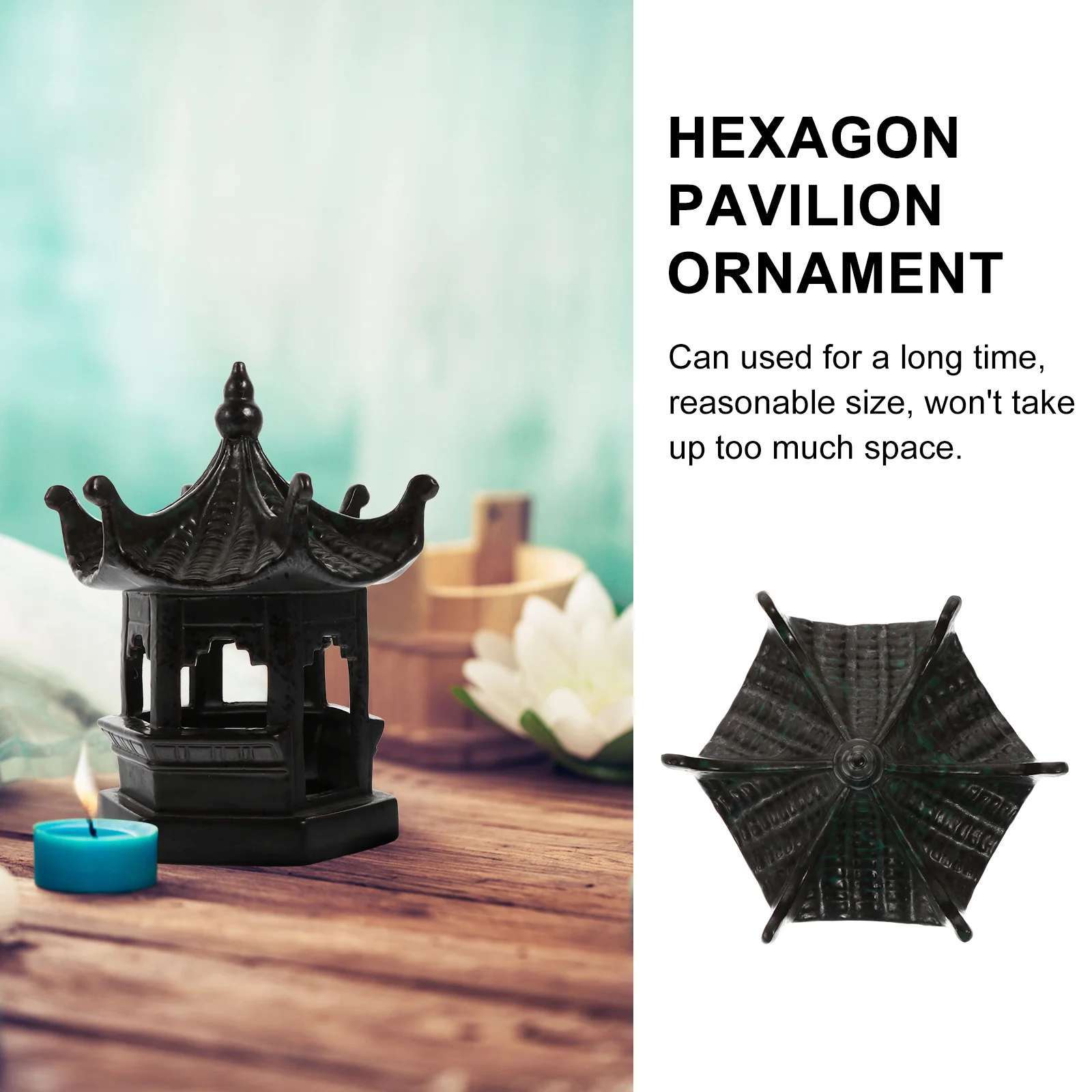 

1Pcs Micro Pavilion Ceramic Decoration Reasonable Size Space Saving Home Garden Adornment Hexagon Pavilion Decoration