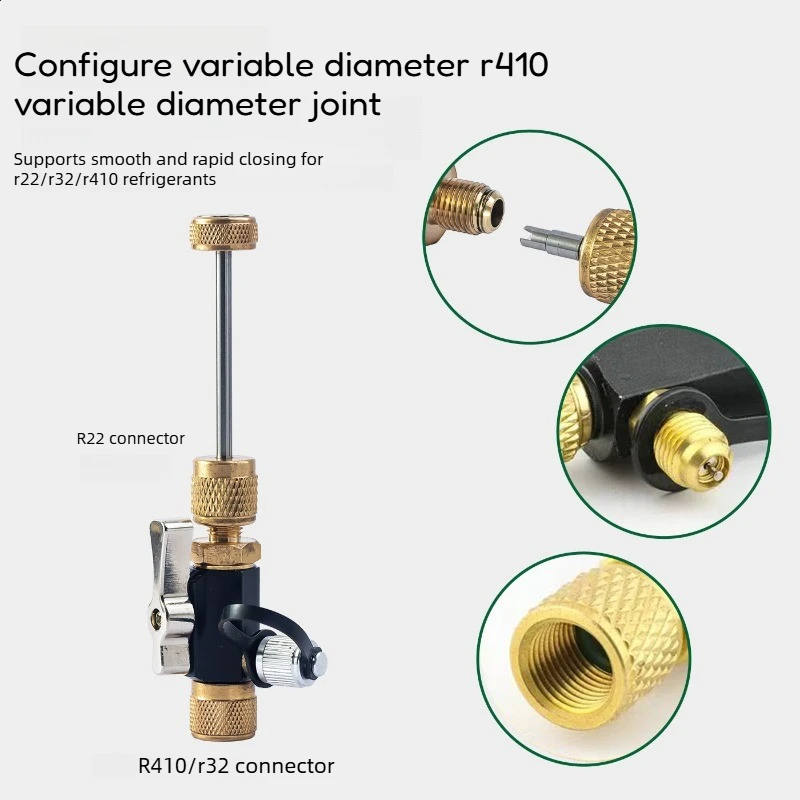 Vacuum Rated Valve Core Removal Tool 5 16 Female To 1 4 Male Flare HVAC Installer With Ball Valve For R410A R32 Recovery Service