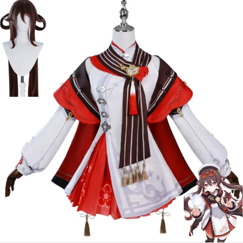 Genshin Impact Skin Lantern Rite Hu Tao Cherries Snow Laden Hutao Dress Wig Outfits Chinese Traditional Cosplay Costumex;2'c,5.