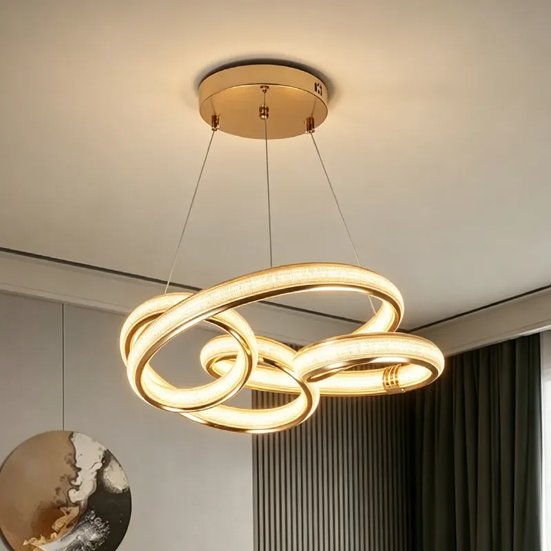 Light Luxury Eye Protection Living Room Light Stepless Voice Intelligent Creative Ring Atmosphere Duplex Villa Hall Light