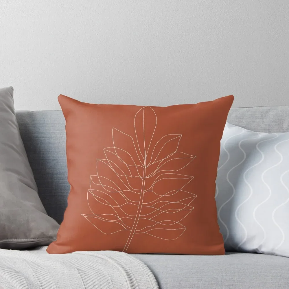 

Abstract Line Work, Terracotta, Boho, Minimalist Leaf, Earth Tones Throw Pillow Luxury Cushion Cover Custom Cushion pillow